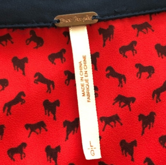 Free People | Horse Print Boyfriend Blouse Size L - Picture 6 of 6